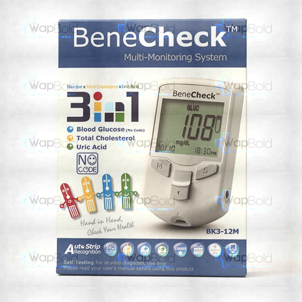 benecheck-meter-3-in-1-1s.webp 3 In 1 Meter (Blood Glucose, Total Cholesterol, Uric Acid) With 25 Glucose Strip