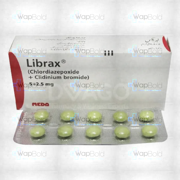 librax-tablets-50s.webp Librax Tablets 5Mg+2.5Mg (1 Strip = 10 Tablets)