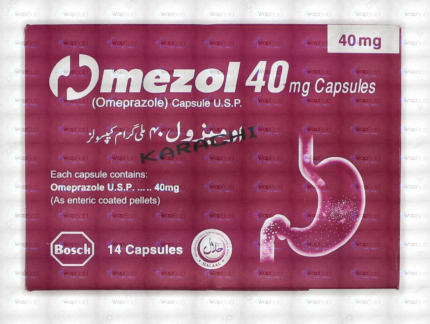 Omezol Capsules 40Mg (1 Box = 2 Strips) (1 Strip = 7 Capsules)