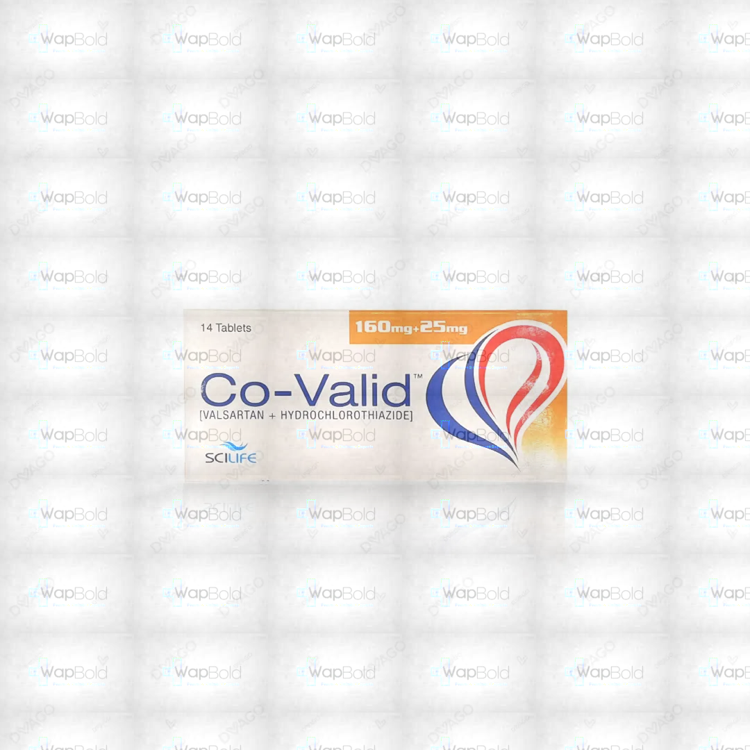 co-valid-16025mg-tablets-14s.webp Co-Valid Tablets 160/25Mg (1 Box = 1 Strip)(1 Strip = 14 Tablets)
