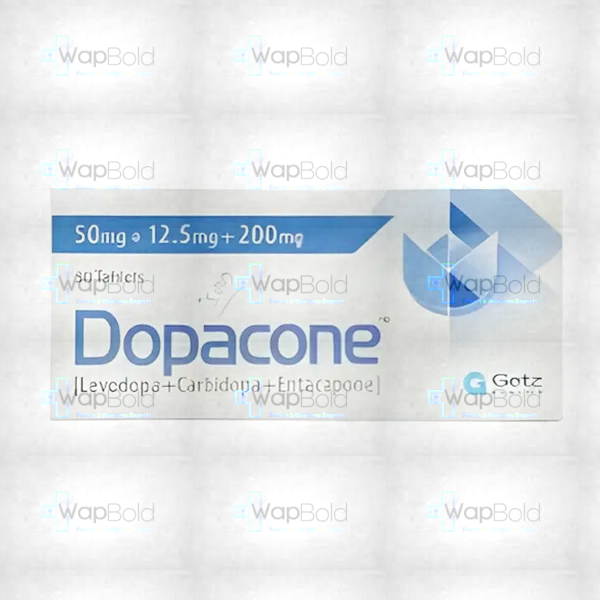 dopacone-50-125-200mg-tab30s.webp Dopacone Tablets 50+12.5+200Mg (1 Box = 3 Strips) (1 Strip = 10 Tablets)