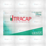 Itracap Capsules 100Mg (1 Box = 1 Strip)(1 Strip = 4 Capsules)