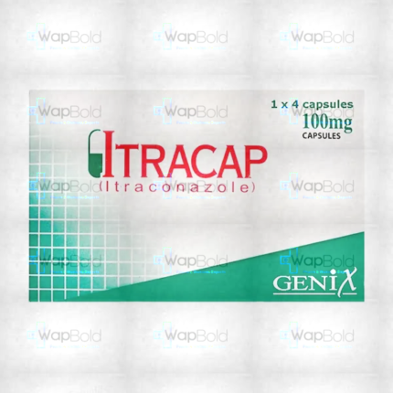 Itracap Capsules 100Mg (1 Box = 1 Strip)(1 Strip = 4 Capsules)